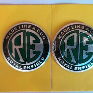 RE Logo Made Like A Gun For Royal Enfield green black badge x 2