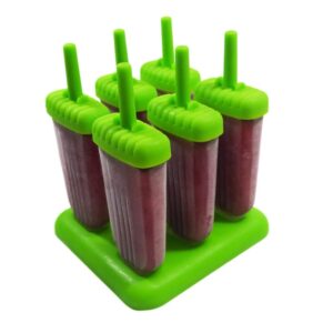 6pcs Reusable DIY Ice Lolly Mold Set Ice Candy Pop Ice Cream Maker Mould with Base - Assorted Colors