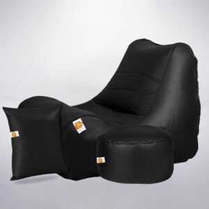 Leather Bean Bag Lounger Chair & Puff Stool Diff Colors  (Express Shipping)