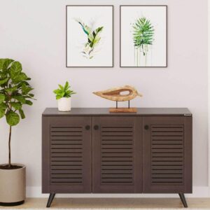 3 Doors Shoe Rack Cabinet in Wenge Finish