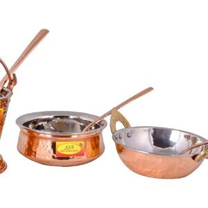 Copper Tableware Serving Set Inside Steel | Serware Set |Dinnerware Combo Set | with Spoon