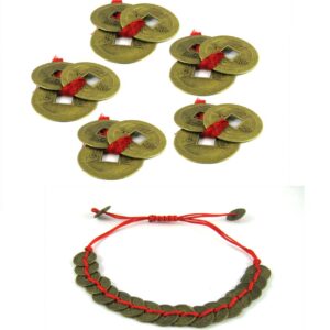 Feng Shui Set of 15 Lucky Coins and 17 Coins Bracelet for Wealth and Achievement