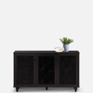 Hideko 3 Door Shoe Cabinet In Wenge Finish