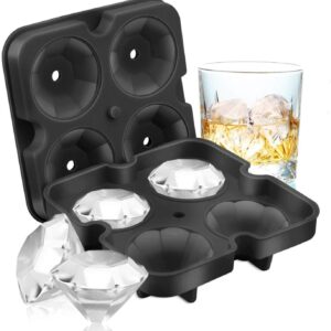 Ice Cubes Tray 4 Cubes Diamond Shaped Ice Maker for Chilling Whiskey, Cocktails, Chocolate Mold, Clear Ice Maker