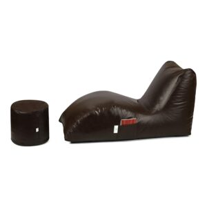 Jumbo Lounger Bean Bag with Footrest Without Beans Unfilled Covers Only Color Brown 2pcs set