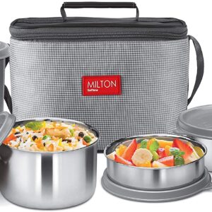 MILTON Delicious Combo Stainless Steel Insulated Tiffin, Set of 4, Grey