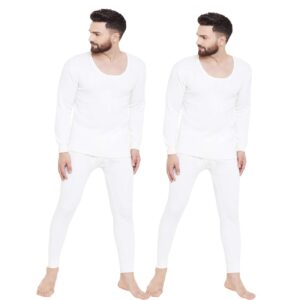 Men's Cotton Winter wear Full Sleeves Thermal Set in White