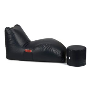 Most Comfotable Jumbo Lounger Bean Bags with Footrest Easy to Carry & Filled with Beans (Navy, Faux Leather)