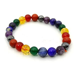 Natural 7 Chakra Gem Stone Stylish Stretchable Bracelet for Reiki, Aura, Chakra & Crystal Healing Men, Women, Girls, Boys