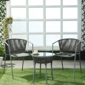 New Outdoor Coffee Set in Grey Rope / Grey Colour