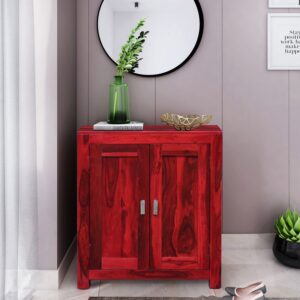 Oriel Solid Wood Shoe Cabinet In Spicy Red Finish