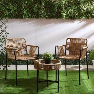 Outdoor Coffee Set In Beige Rope / Brown Colour