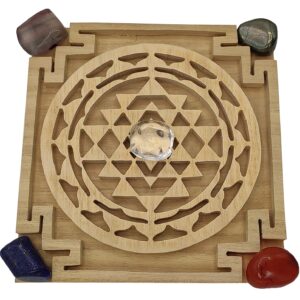 Crystal Vastu Grid on Shri Yantra Plate (5 x 5 inch, Multicolour)