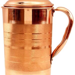 Pure Copper Handcrafted Water Storage 2 L Jug with a Lid for Daily Use