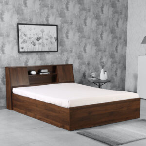 Queen Size Bed with Box Storage in Walnut Finish- HFB047