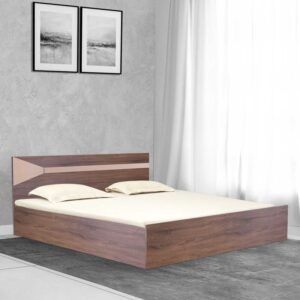 Queen Size Bed with Box Storage in Walnut Finish - HFB050