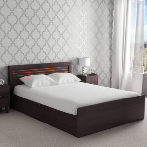 Queen Size Bed with Box Storage in Wenge Finish- HFB046
