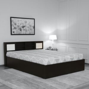 Queen Size Bed with Box Storage in Wenge Finish- HFB048