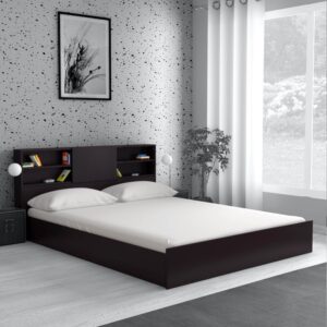 Queen Size Bed with Box Storage in Wenge Finish - HFB068