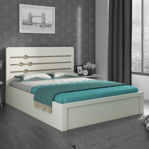 Solid Wooden Queen Size Bed with Box Storage in White Colour. 2 Bed Sheets Free.