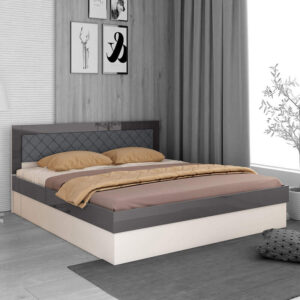 Queen Size Bed with Storage in Frosty White Colour