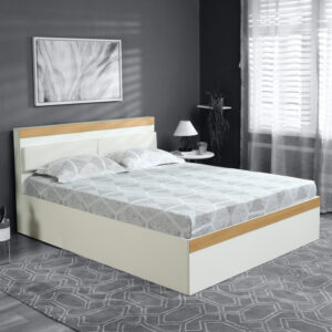 Queen Size Bed with Storage in White Colour