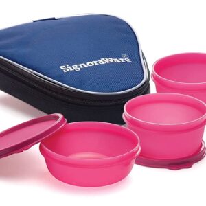 Signoraware Plastic Sleek Lunch with Insulated Bag (Pink)