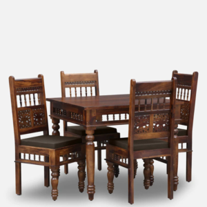 Solid Wood 4 Seater Dining Table Set In Provincial Teak Finish WA026