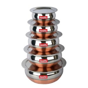 Stainless Steel Copper Bottom Handi, Cooking Serving Bowl, Cookware Set  with lid