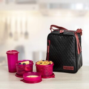 Tupperware Plastic Elegant Lunch Set for Women (Pink)