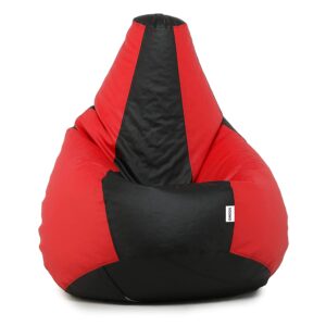 XXXL Faux Leather Bean Bag Cover Without Beans (Red and Black)