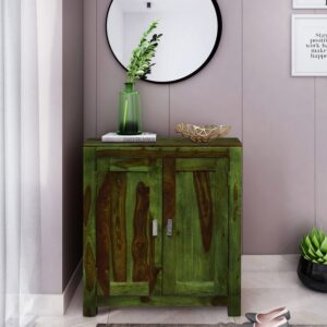 Oriel Solid Wood Shoe Cabinet In Spring Green Finish